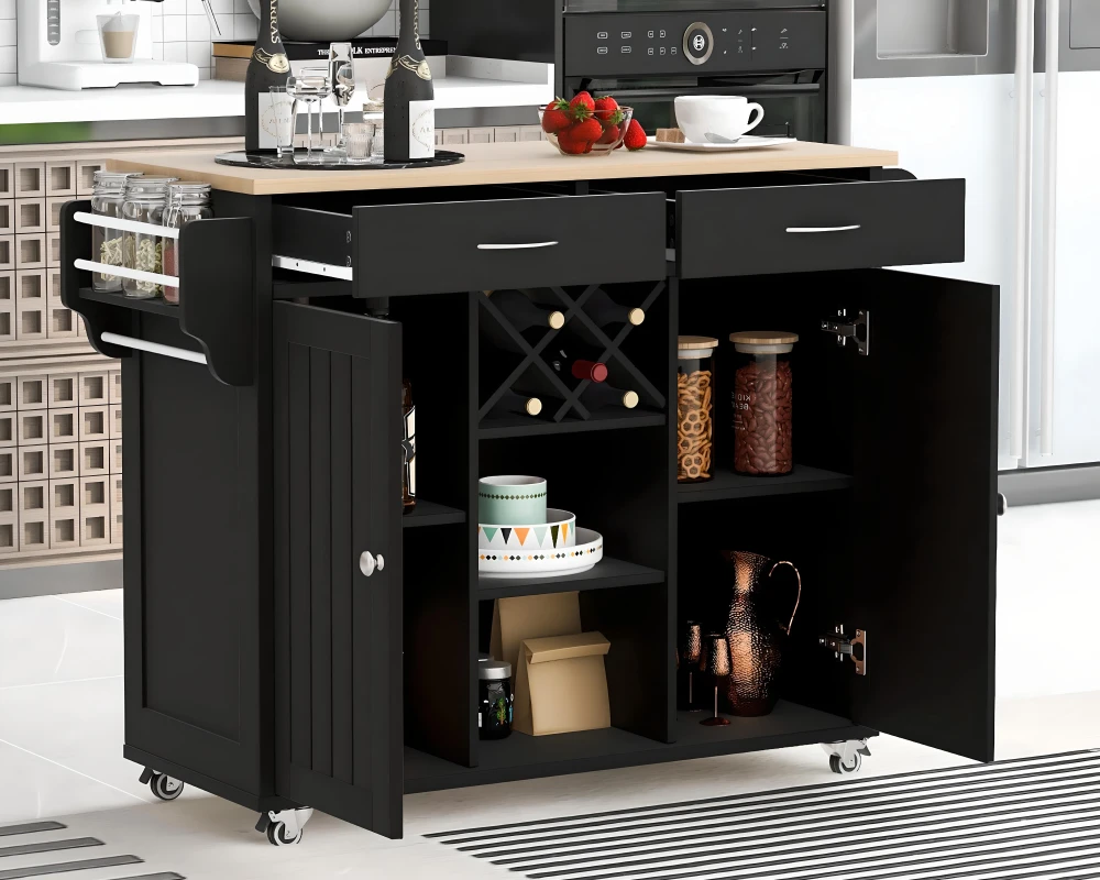 rolling kitchen cart with storage