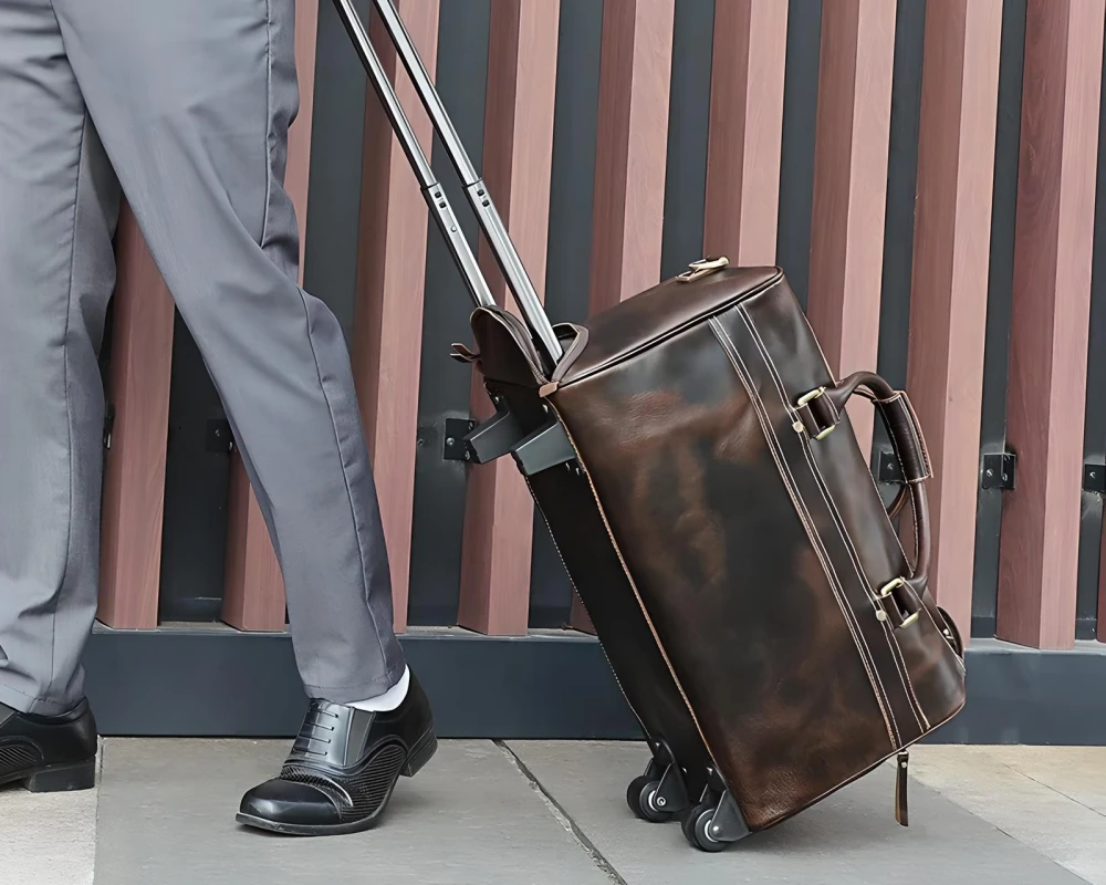 mens leather carry on
